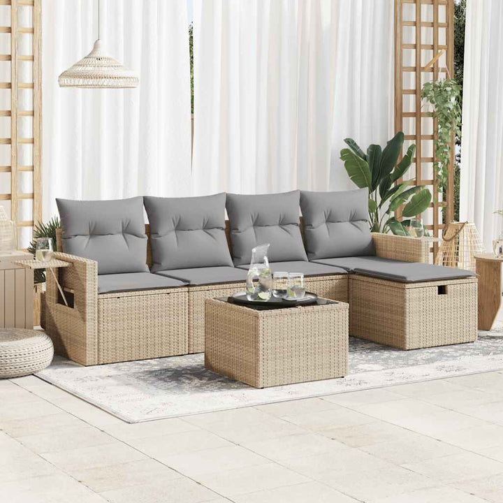 Set Mobilier De Grădină Cu Perne, 5 Piese, Negru, Poliratan