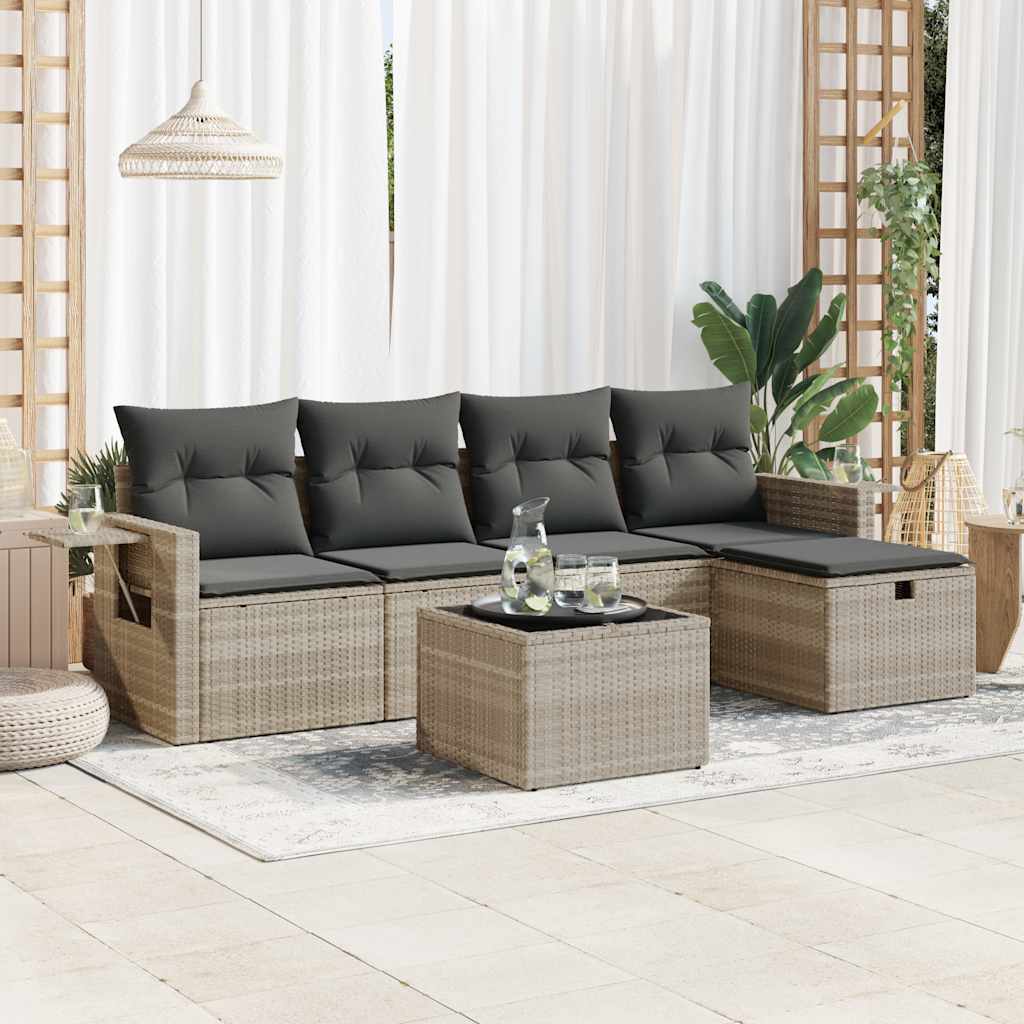Set Mobilier De Grădină Cu Perne, 5 Piese, Negru, Poliratan