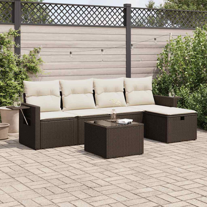 Set Mobilier De Grădină Cu Perne, 5 Piese, Negru, Poliratan