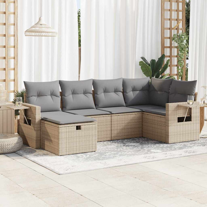 Set Mobilier De Grădină Cu Perne, 6 Piese, , Poliratan