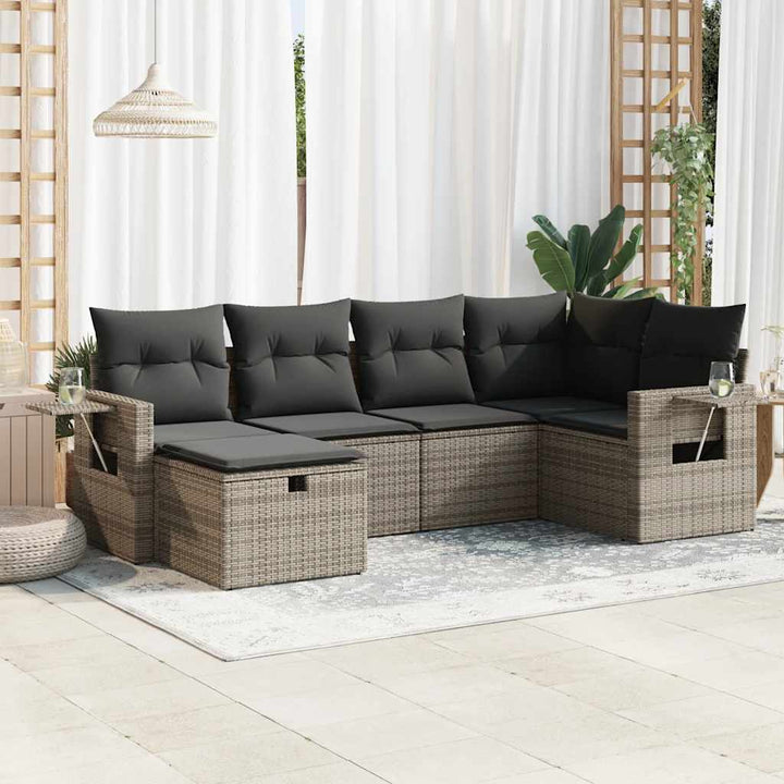 Set Mobilier De Grădină Cu Perne, 6 Piese, , Poliratan