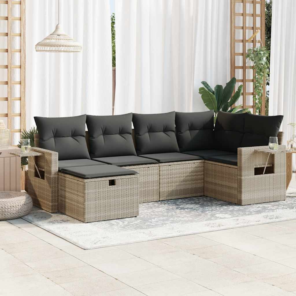 Set Mobilier De Grădină Cu Perne, 6 Piese, , Poliratan