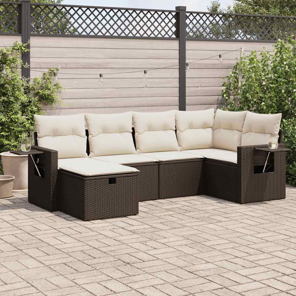 Set Mobilier De Grădină Cu Perne, 6 Piese, , Poliratan