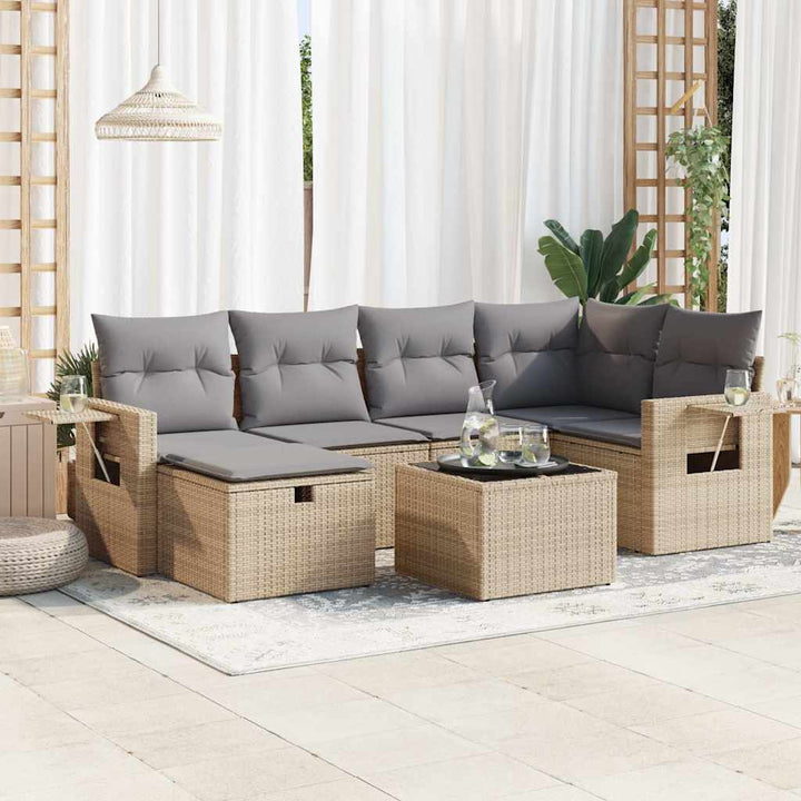 Set Mobilier De Grădină Cu Perne, 6 Piese, , Poliratan