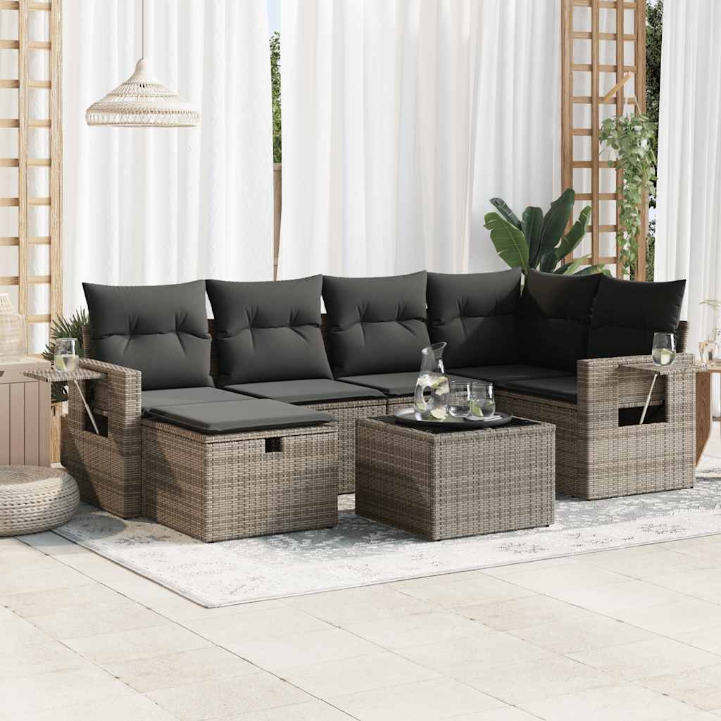 Set Mobilier De Grădină Cu Perne, 6 Piese, , Poliratan