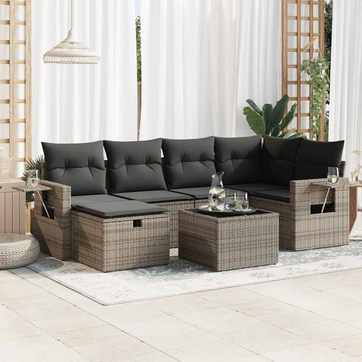 Set Mobilier De Grădină Cu Perne, 6 Piese, , Poliratan