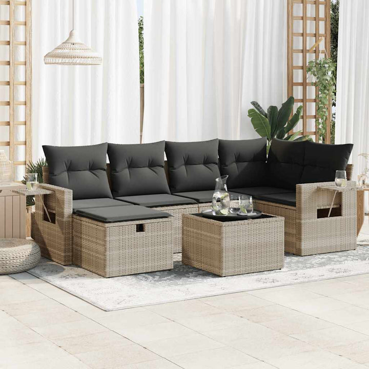 Set Mobilier De Grădină Cu Perne, 6 Piese, , Poliratan