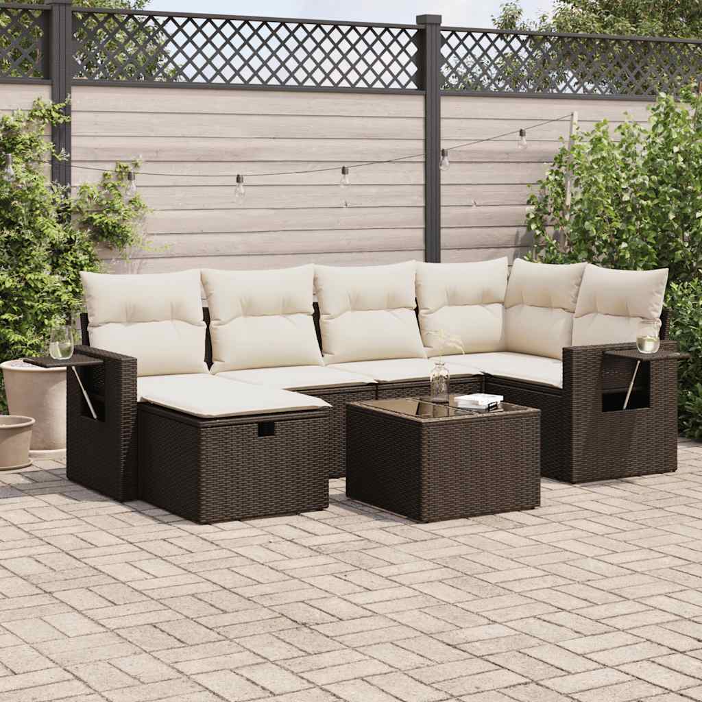 Set Mobilier De Grădină Cu Perne, 6 Piese, , Poliratan