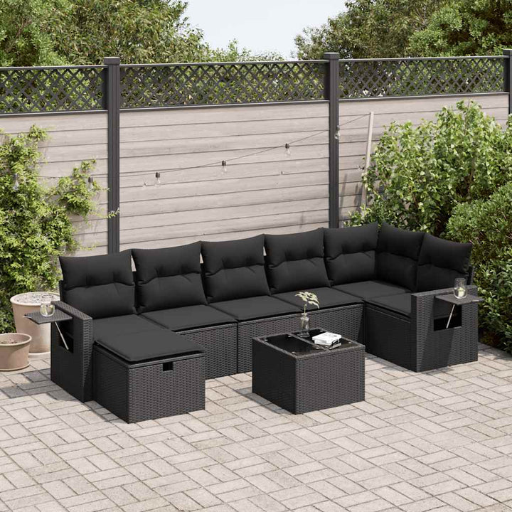 Set Canapele De Grădină, 7 Piese, Cu Perne, Bej, Poliratan