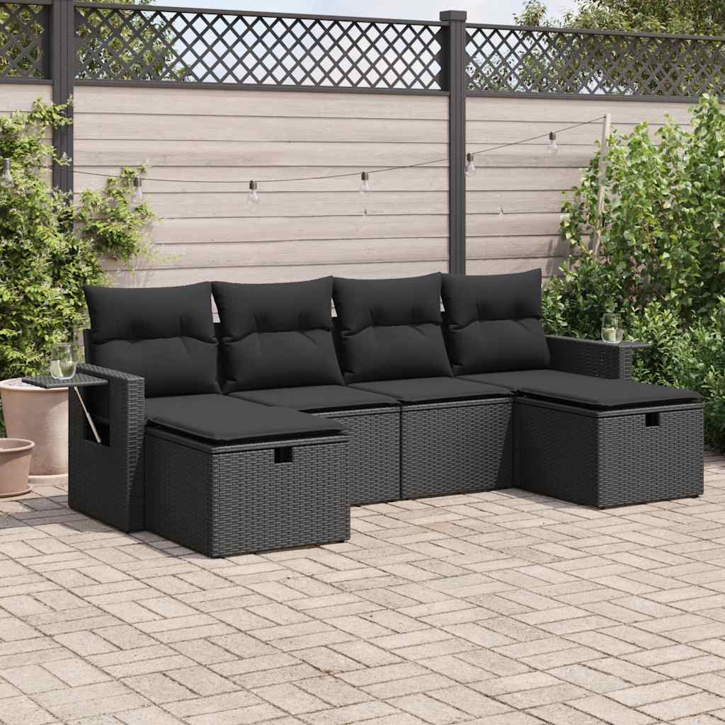 Set Canapele De Grădină Cu Perne, 6 Piese, Bej, Poliratan