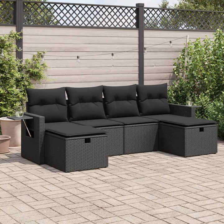 Set Canapele De Grădină Cu Perne, 6 Piese, Bej, Poliratan