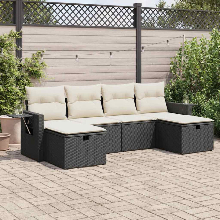 Set Canapele De Grădină Cu Perne, 6 Piese, Bej, Poliratan