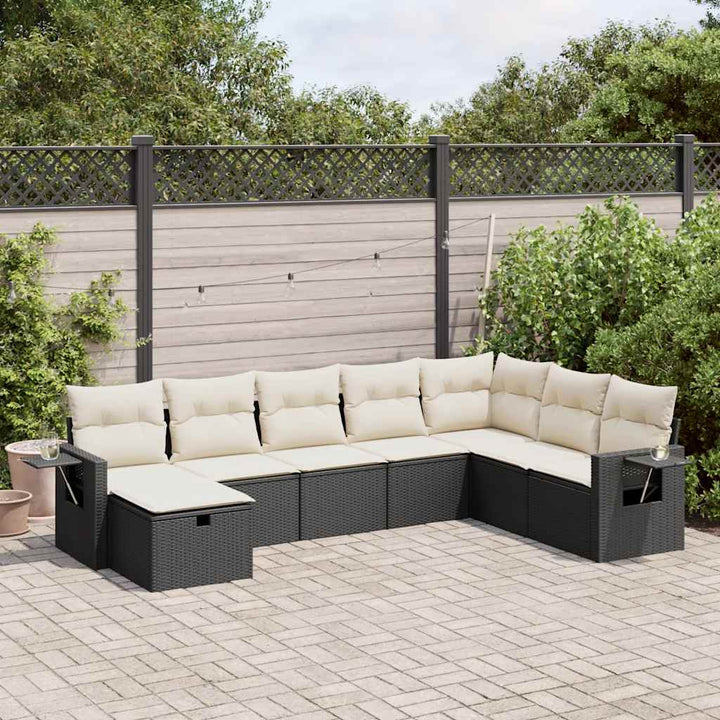Set Canapele De Grădină, 8 Piese, Cu Perne, Bej, Poliratan