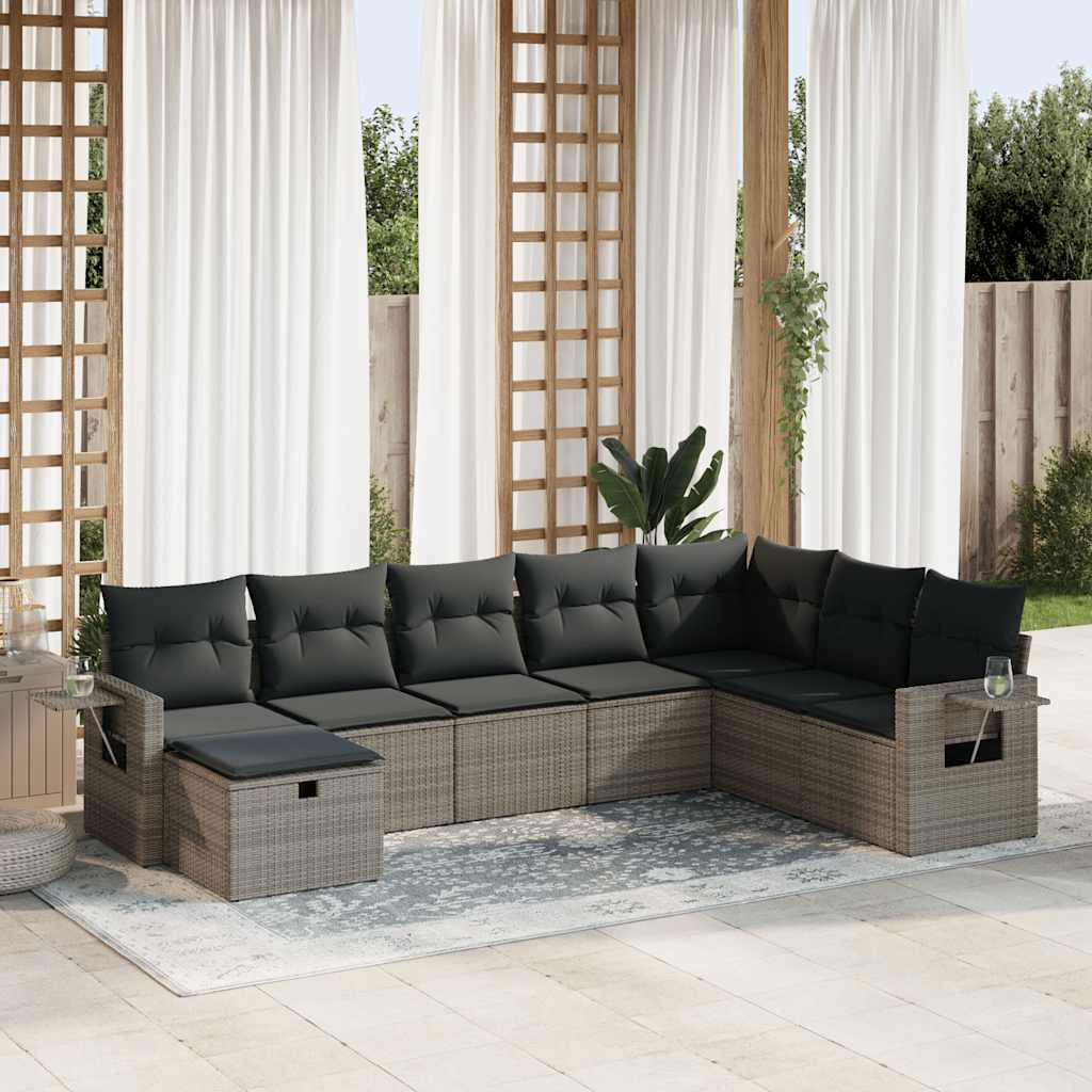 Set Canapele De Grădină, 8 Piese, Cu Perne, Bej, Poliratan