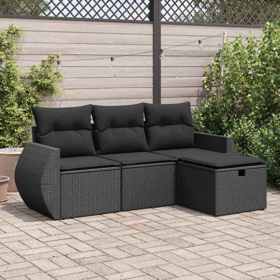 Set Mobilier De Grădină Cu Perne, 4 Piese, , Poliratan