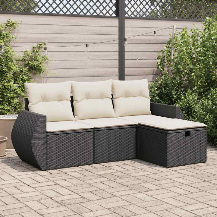 Set Mobilier De Grădină Cu Perne, 4 Piese, , Poliratan