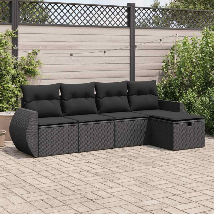 Set Canapele De Grădină Cu Perne, 6 Piese, Maro, Poliratan