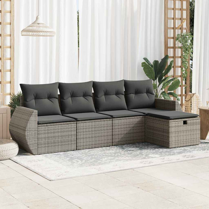 Set Canapele De Grădină Cu Perne, 6 Piese, Maro, Poliratan