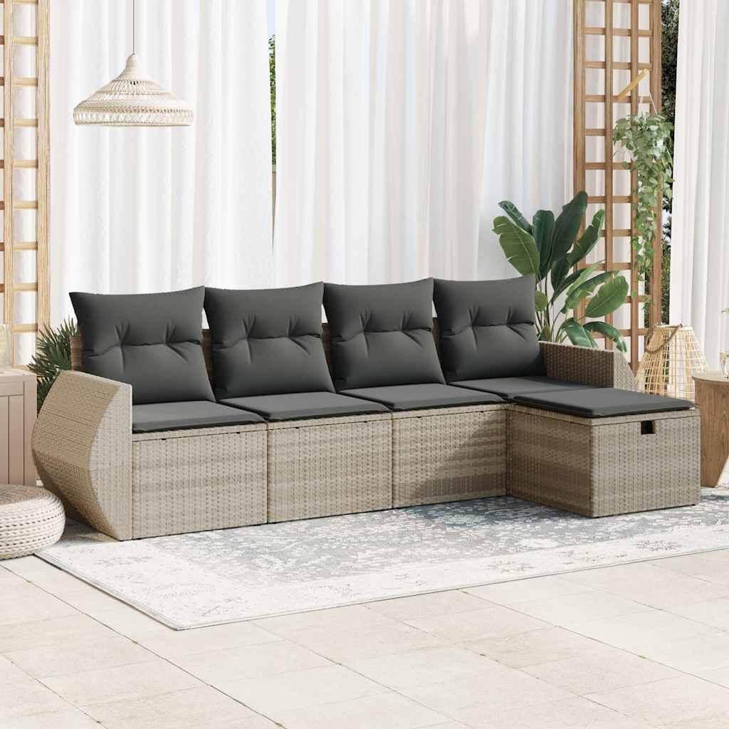 Set Canapele De Grădină Cu Perne, 6 Piese, Maro, Poliratan