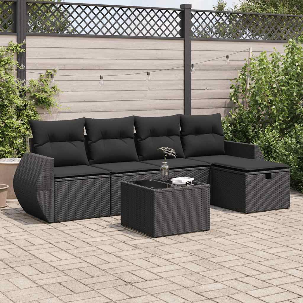 Set Canapele De Grădină Cu Perne, 6 Piese, Maro, Poliratan