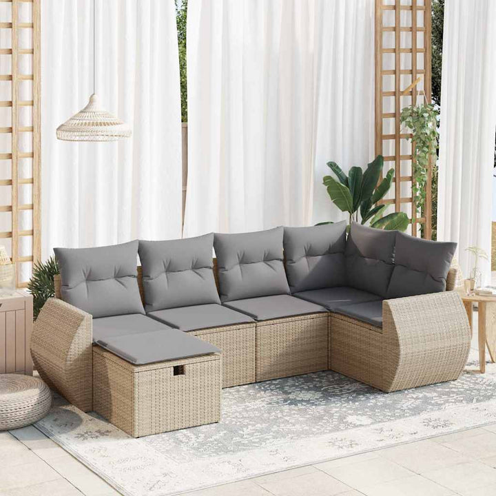 Set Mobilier De Grădină Cu Perne, 6 Piese, Negru, Poliratan