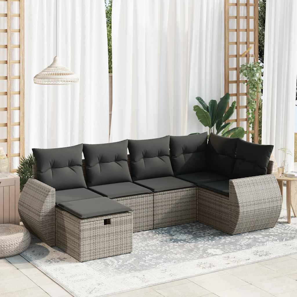 Set Mobilier De Grădină Cu Perne, 6 Piese, Negru, Poliratan