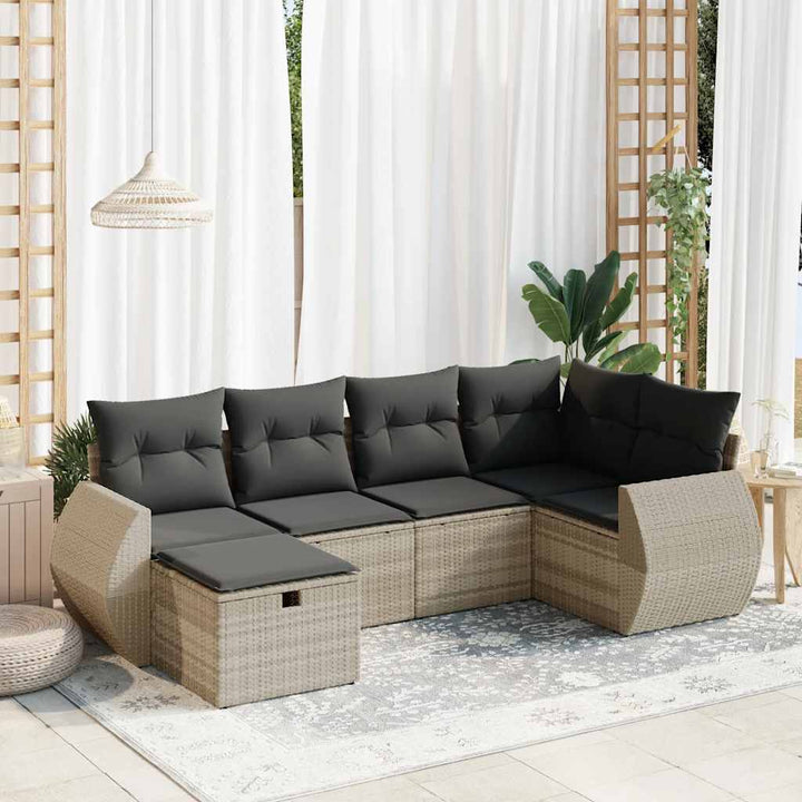 Set Mobilier De Grădină Cu Perne, 6 Piese, Negru, Poliratan