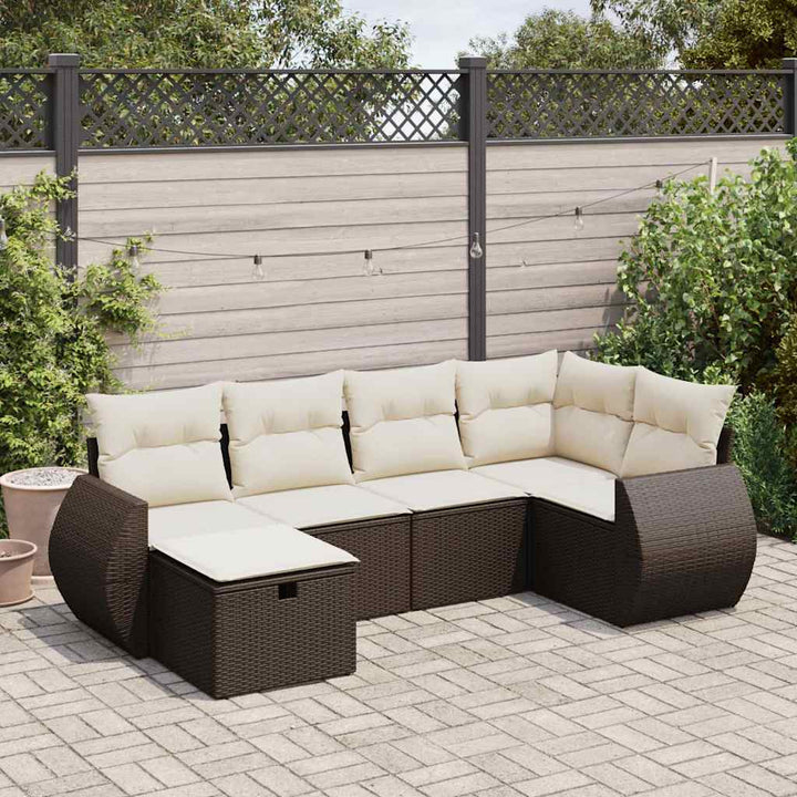 Set Mobilier De Grădină Cu Perne, 6 Piese, Negru, Poliratan