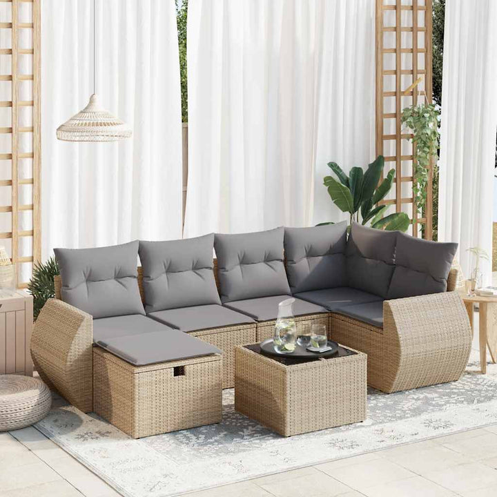 Set Mobilier De Grădină Cu Perne, 6 Piese, Negru, Poliratan
