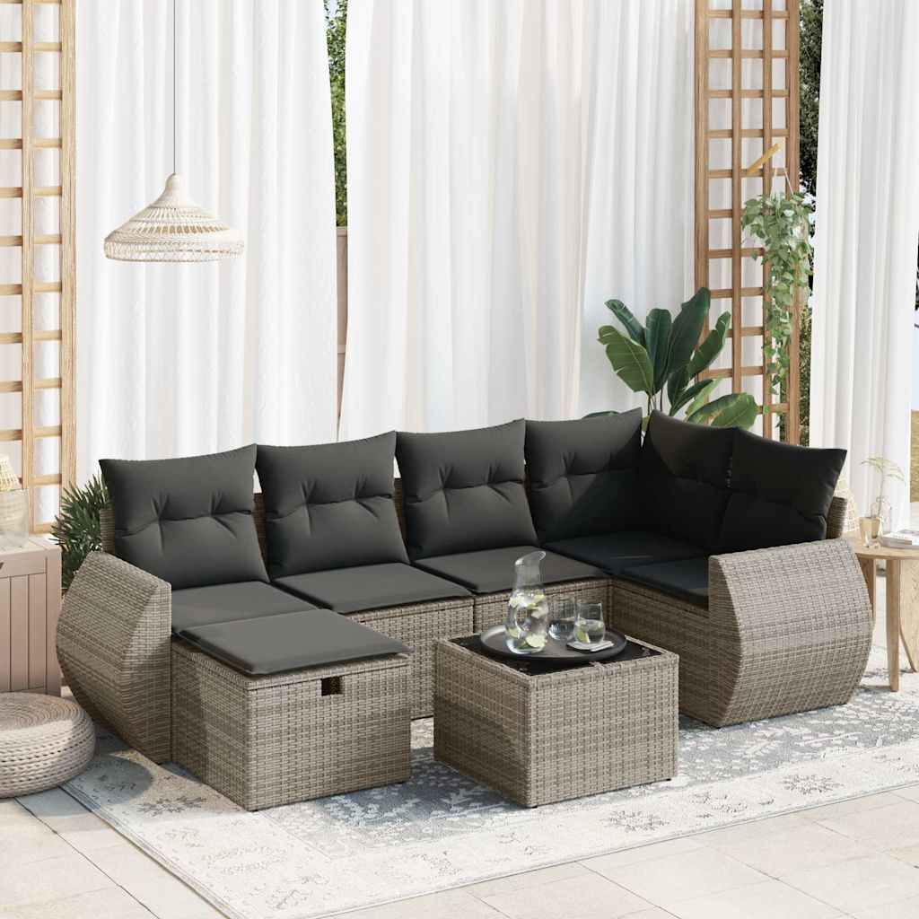 Set Mobilier De Grădină Cu Perne, 6 Piese, Negru, Poliratan