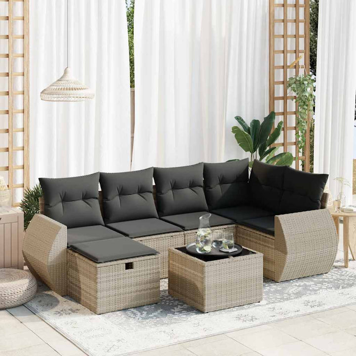 Set Mobilier De Grădină Cu Perne, 6 Piese, Negru, Poliratan