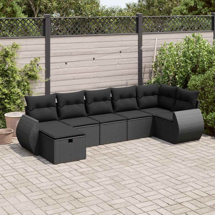 Set Canapele De Grădină Cu Perne, 7 Piese, , Poliratan