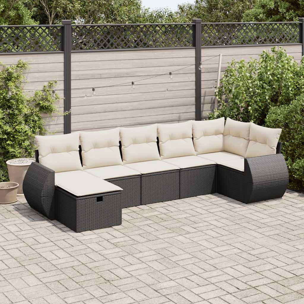 Set Canapele De Grădină Cu Perne, 7 Piese, , Poliratan