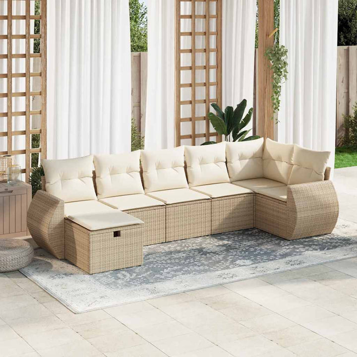 Set Canapele De Grădină Cu Perne, 7 Piese, , Poliratan
