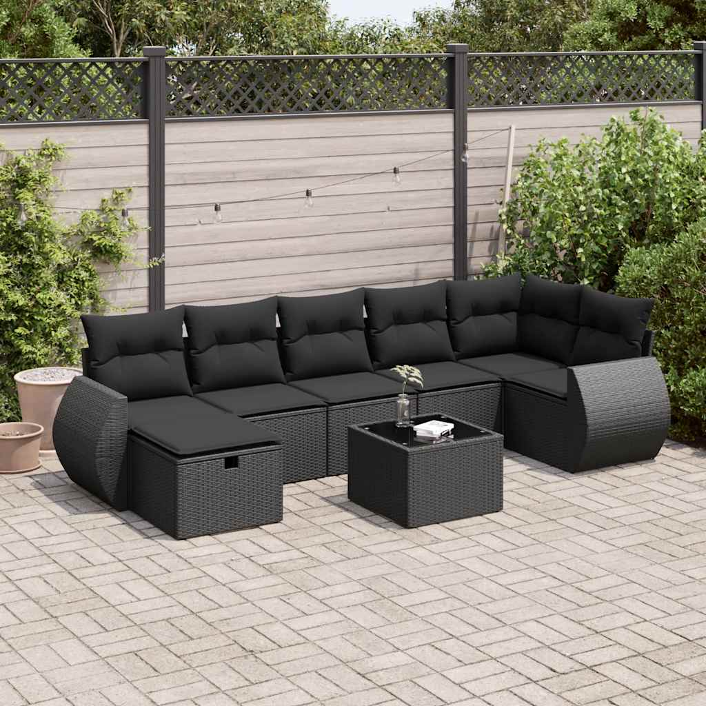 Set Canapele De Grădină Cu Perne, 7 Piese, , Poliratan
