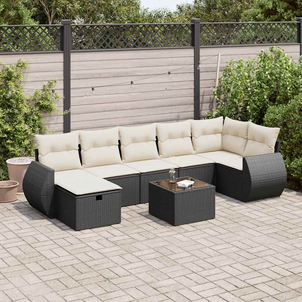 Set Canapele De Grădină Cu Perne, 7 Piese, , Poliratan