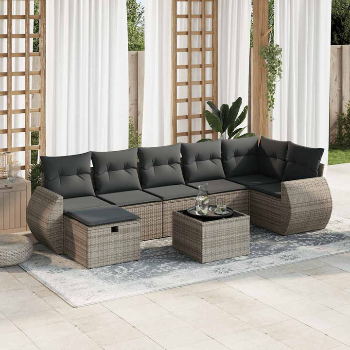 Set Canapele De Grădină Cu Perne, 7 Piese, , Poliratan