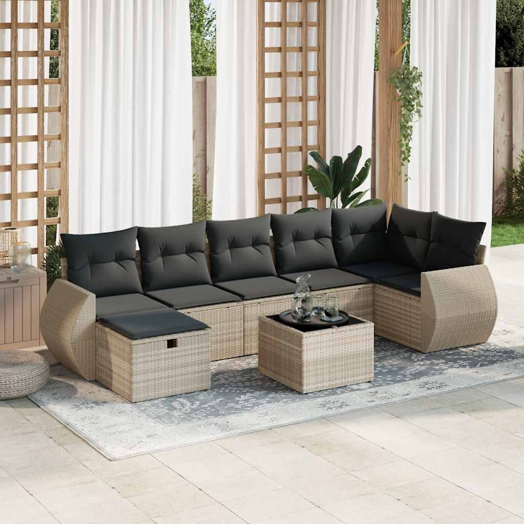 Set Canapele De Grădină Cu Perne, 7 Piese, , Poliratan