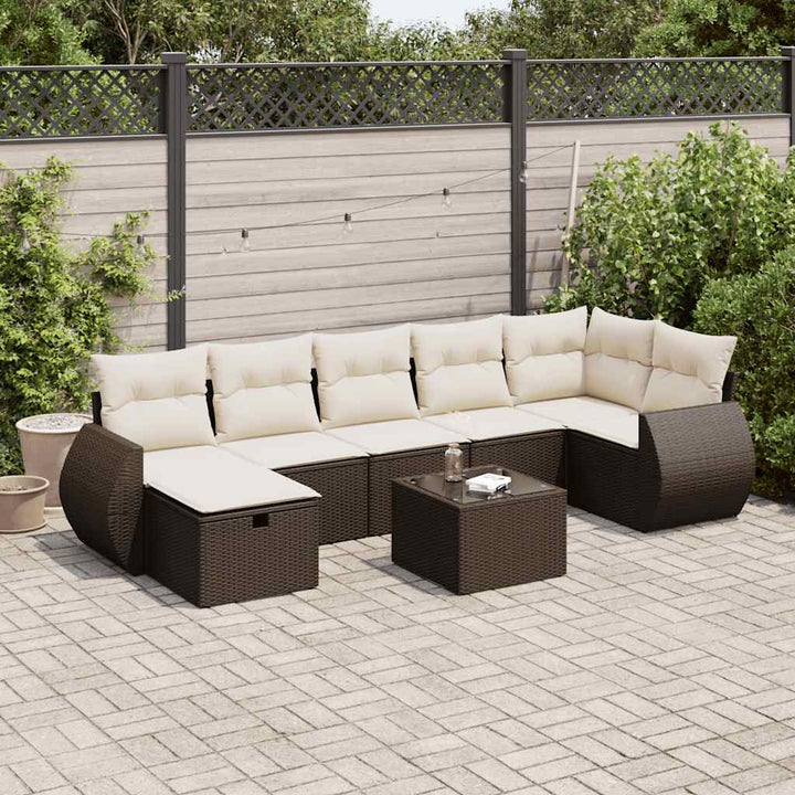 Set Canapele De Grădină Cu Perne, 7 Piese, , Poliratan