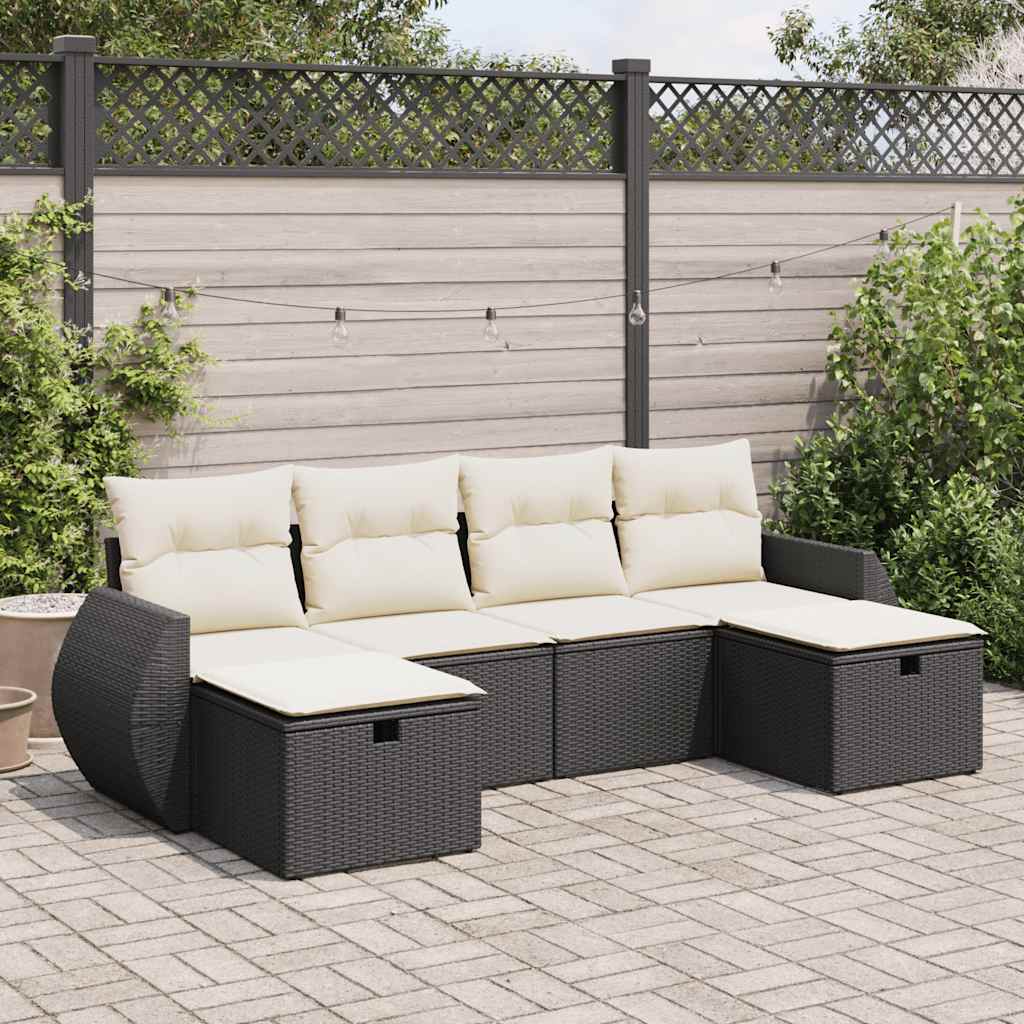 Set Canapele De Grădină Cu Perne, 6 Piese, Maro, Poliratan