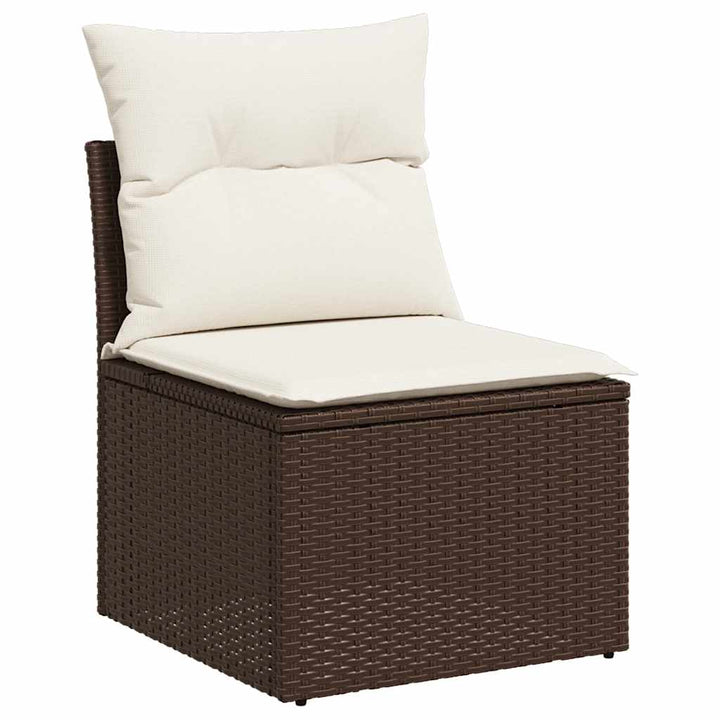 Set Canapele De Grădină Cu Perne, 6 Piese, Maro, Poliratan