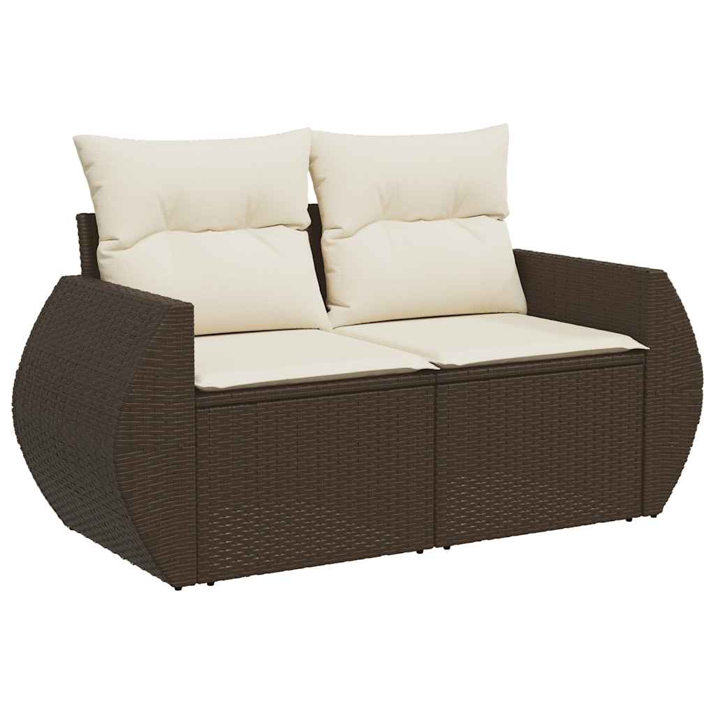 Set Canapele De Grădină Cu Perne, 6 Piese, Maro, Poliratan