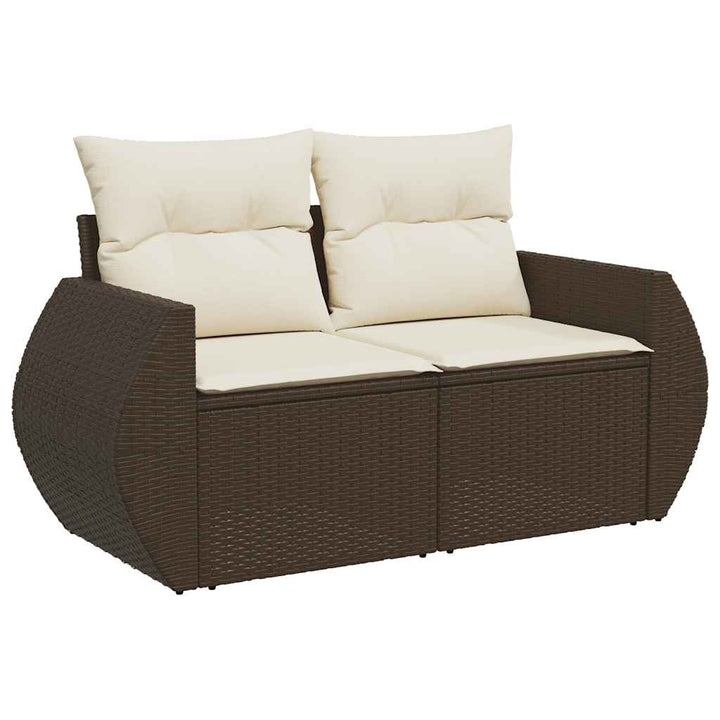 Set Canapele De Grădină Cu Perne, 6 Piese, Maro, Poliratan