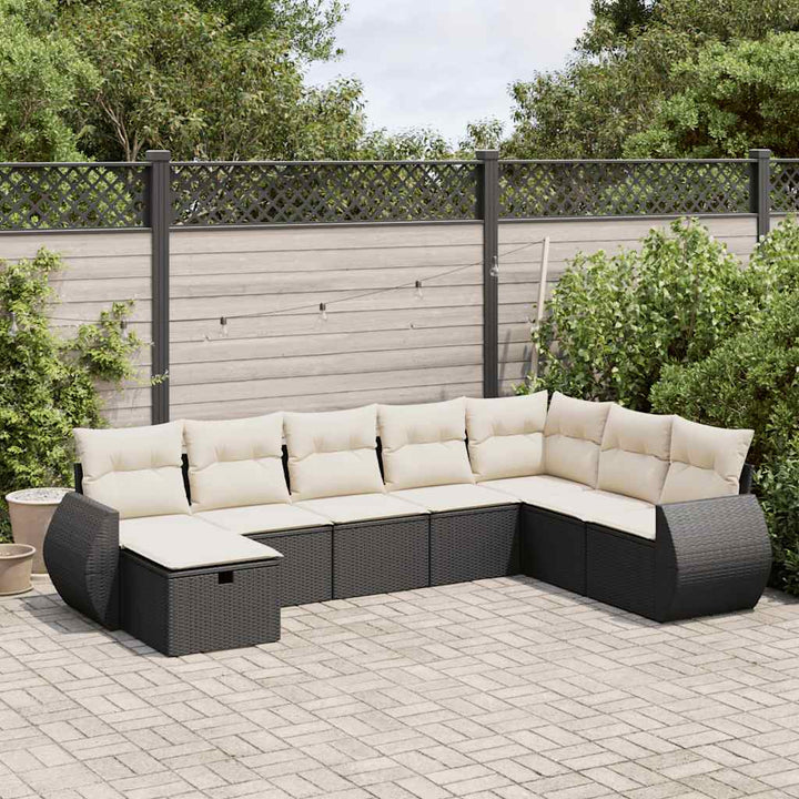 Set Mobilier De Grădină Cu Perne, 9 Piese, Negru, Poliratan