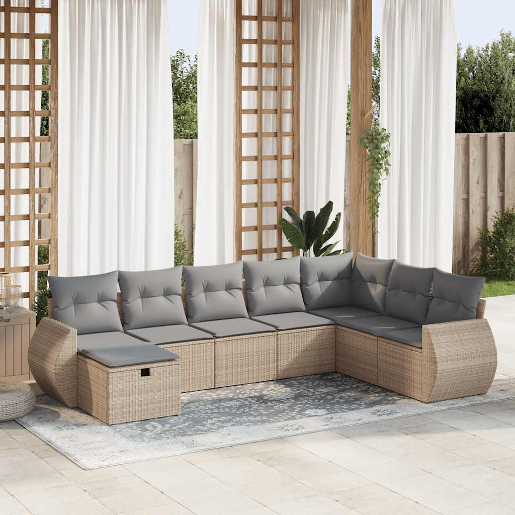 Set Mobilier De Grădină Cu Perne, 9 Piese, Negru, Poliratan