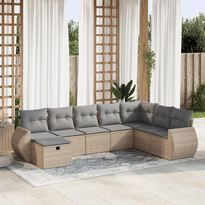 Set Mobilier De Grădină Cu Perne, 9 Piese, Negru, Poliratan