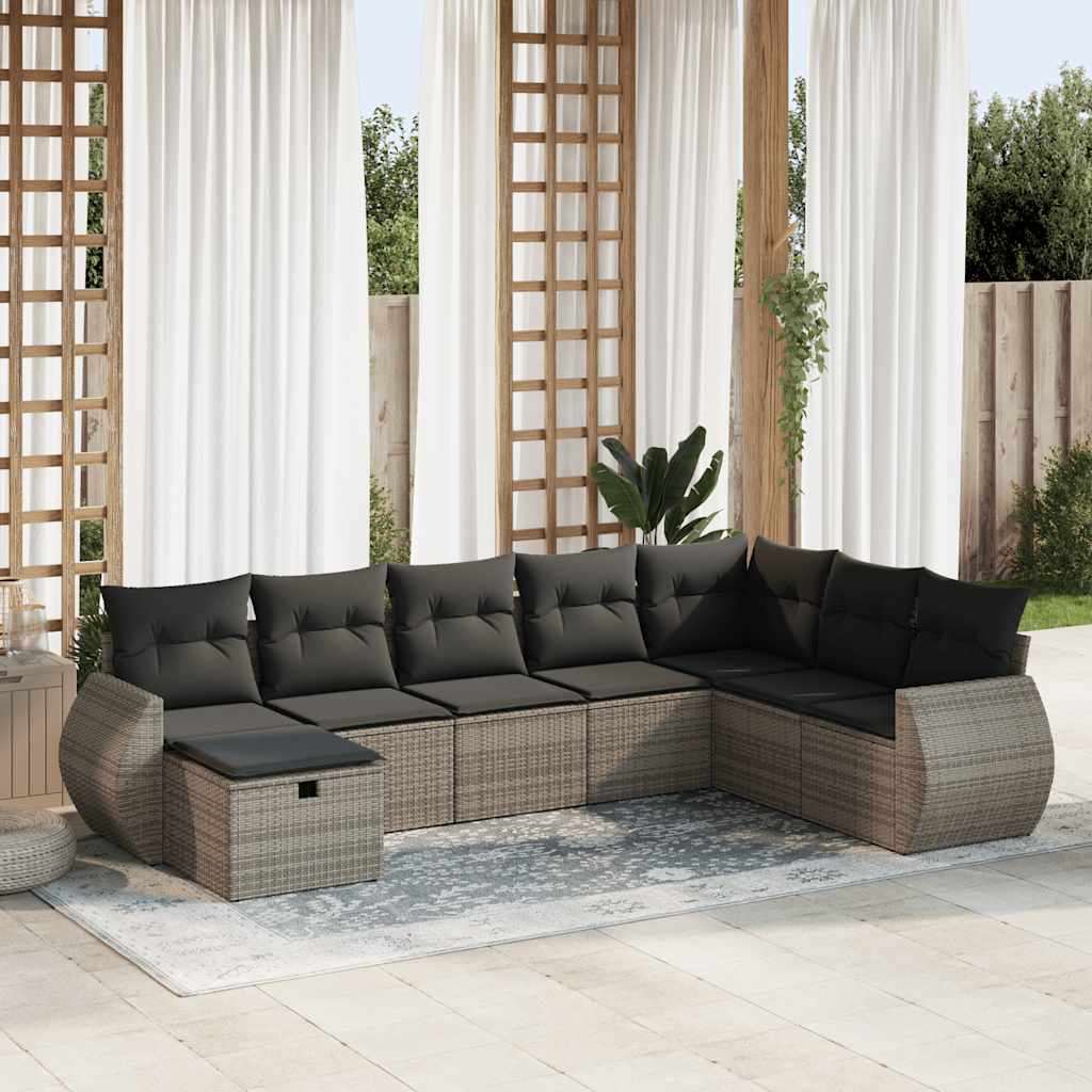 Set Mobilier De Grădină Cu Perne, 9 Piese, Negru, Poliratan