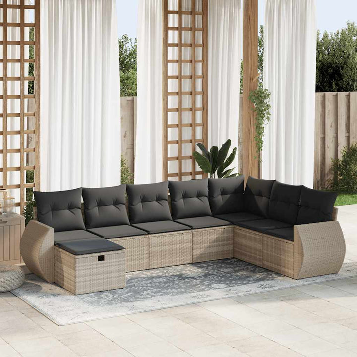 Set Mobilier De Grădină Cu Perne, 9 Piese, Negru, Poliratan