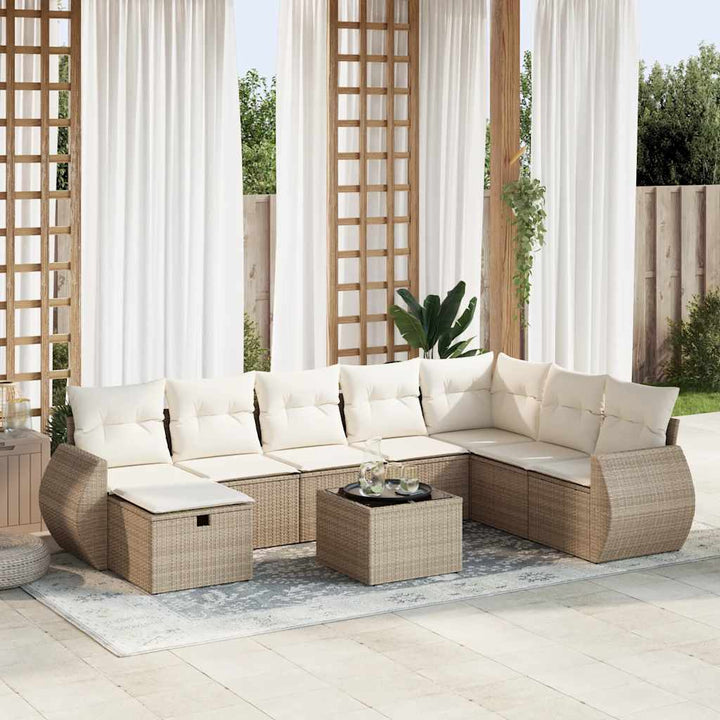 Set Mobilier De Grădină Cu Perne, 9 Piese, Negru, Poliratan