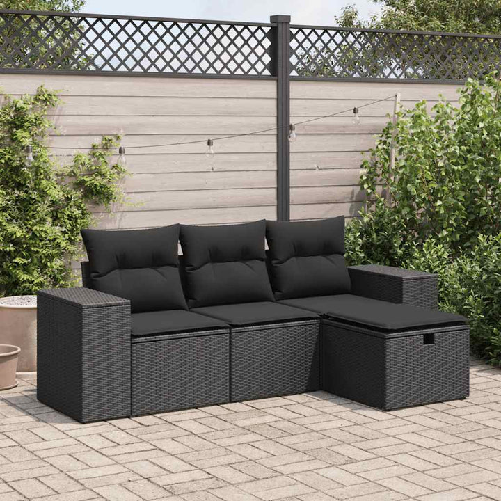 Set Canapea De Grădină Cu Perne, 4 Piese, , Poliratan